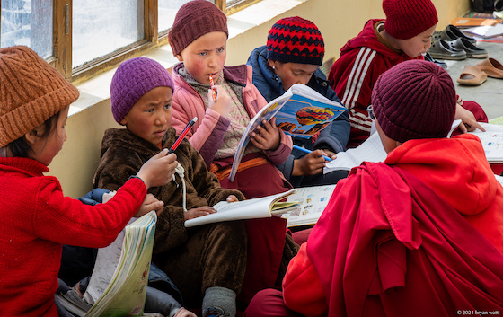 Young Tibetan Buddhist nuns in Zanskar