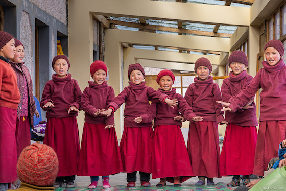 Young Tibetan Buddhist nuns in Zanskar by Bryan Watt