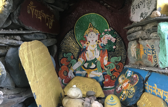 White Tara surrounded by mani stones by Heather Wardle