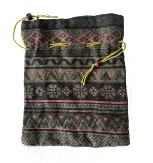 Mala Bag Woven protects your mala and has drawstring closure and patterned on at least one side, made of 100% woven cotton