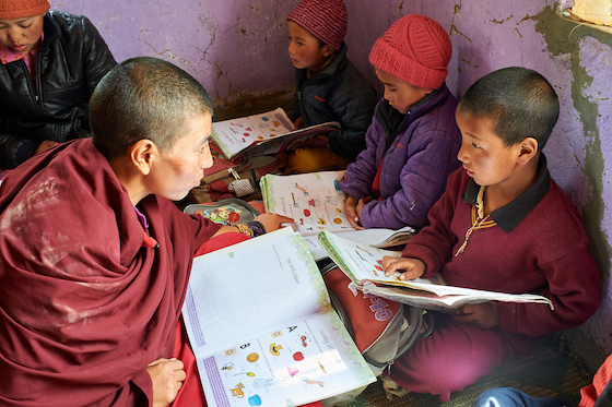 Young girls studying at Dorjee Zong Nunnery photo by Olivier Adam copy