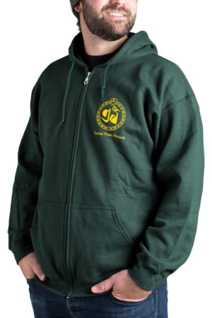 TNP Zip Hoodie Forest Green Front with TNP logo