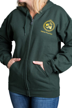 TNP Zip Hoodie Forest Green Front with TNP logo