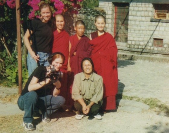 archival photo 1997 of Jalene Szuba with Tibetan Buddhist nuns