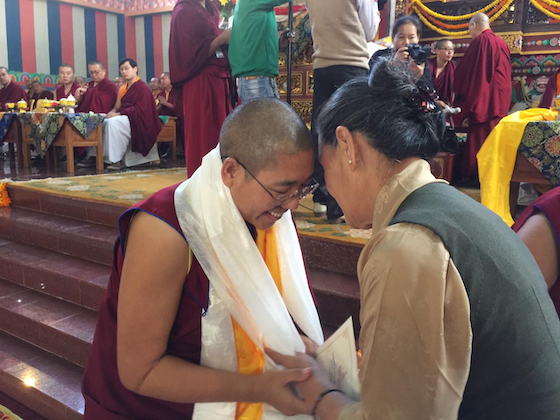 congratulating graduate Sakya College for Nuns Nov 2019