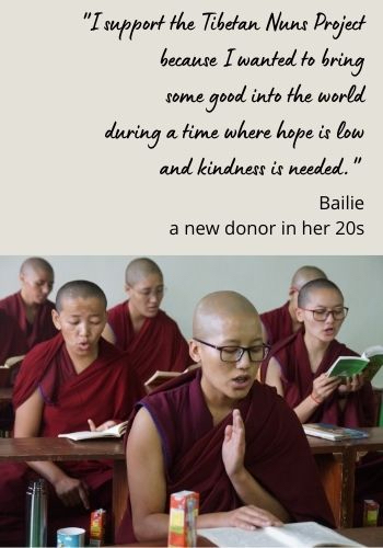 testimonial from a young Tibetan Nuns Project donor