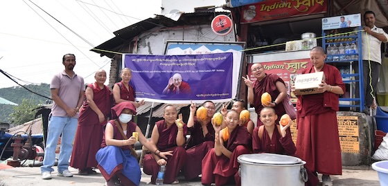 food offerings to the poor as part of celebrations of Dalai Lamas birthday