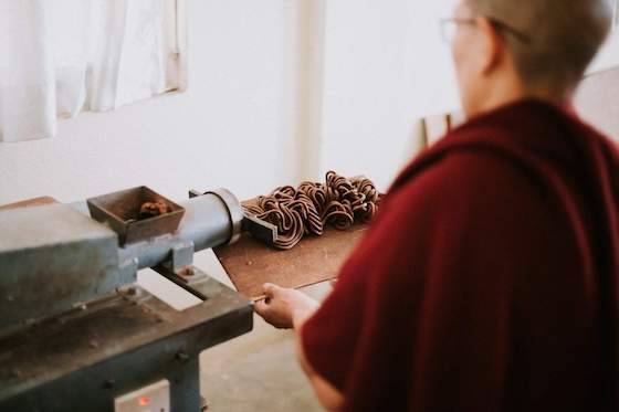 nun making incense, Photo courtesy of DharmaShop