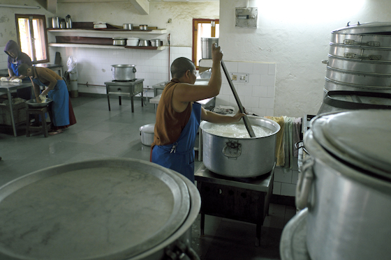 cooking rice, Buddhist nunnery kitchen, Dolma Ling, Tibetan Buddhist nuns