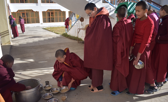 mealtime at Sherab Choeling Nunnery, update from Sherab Choeling