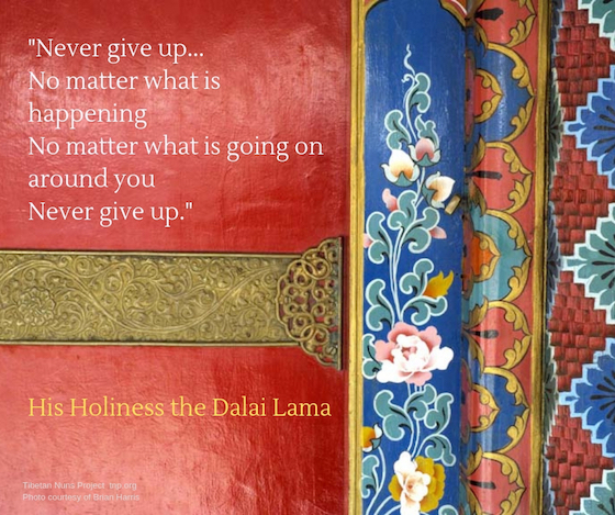 His Holiness the Dalai Lama, inspirational quote, never give up