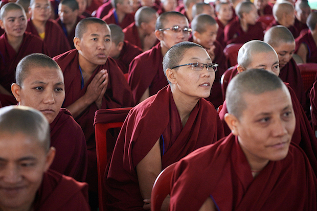 nuns watching Geshema graduation ceremony