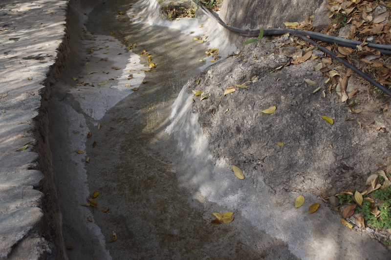 Dolma Ling Nunnery, drainage ditch. monsoon flooding