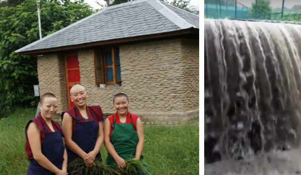 retreat hut drainage, retreat huts, nuns on retreat, Tibetan nun, Buddhist nuns. Dolma Ling Nunnery, Tibetan Nuns Project