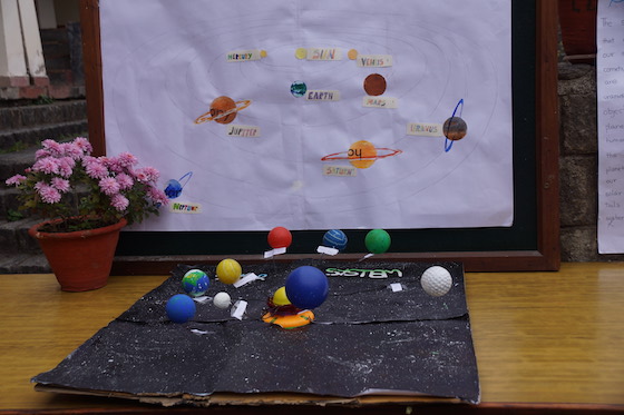 solar system projects at Tibetan Buddhist nuns science fair