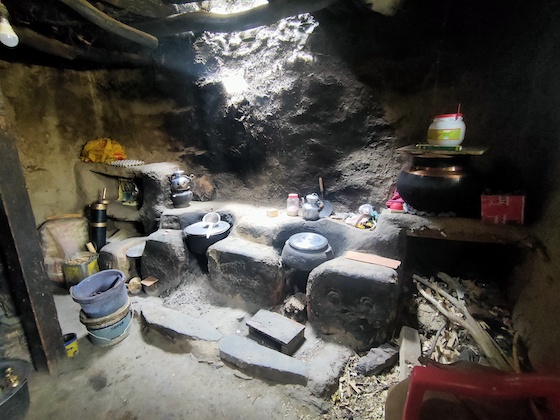 traditional kitchen at Dorjee Zong Nunnery in the Himalayas