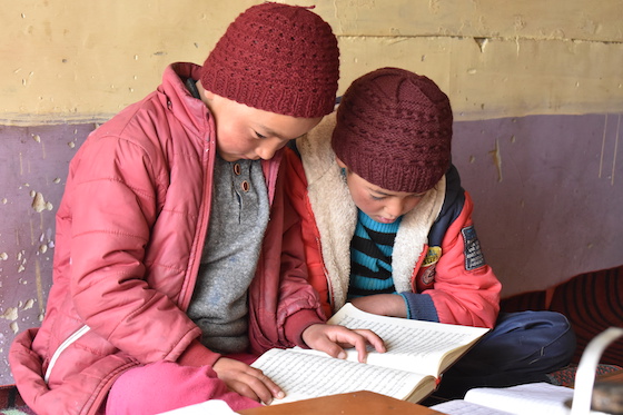Young Tibetan Buddhist nuns at Dorjee Zong Nunnery in Zaskar